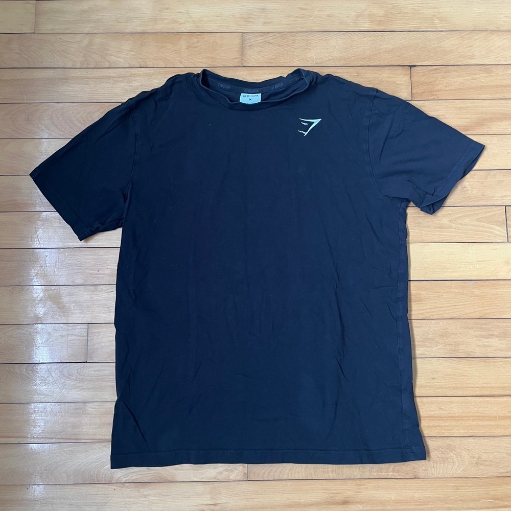 Gymshark Mens Medium Black Short Sleeve Crew Neck Athletic Training T-Shirt Logo
